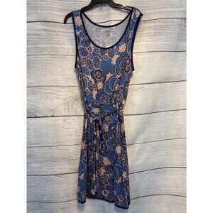 A.N.A Sleeveless Blue & Peach Paisley Dress 1X